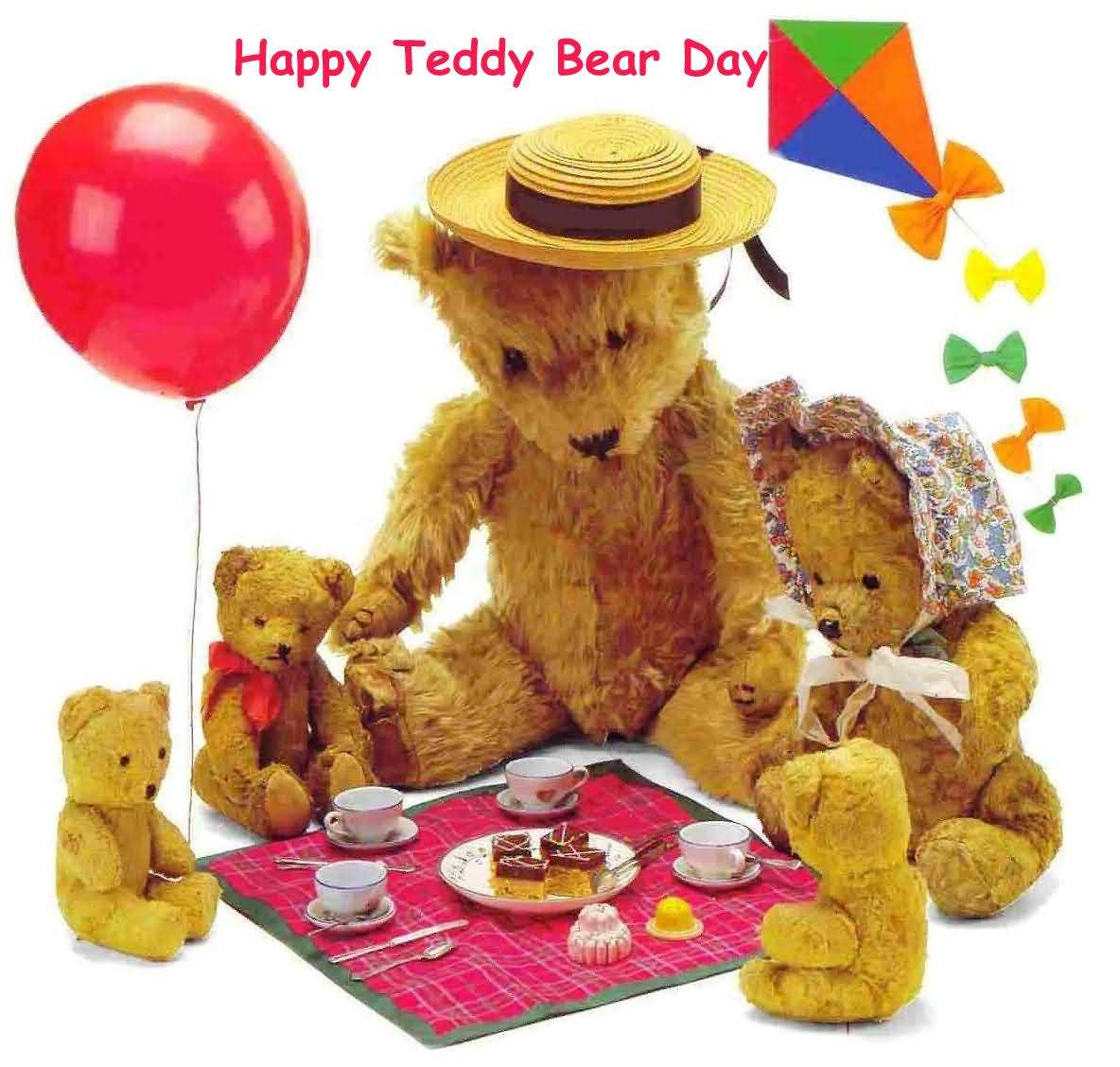 Happy Teddy bear day teddy bear family on picnic