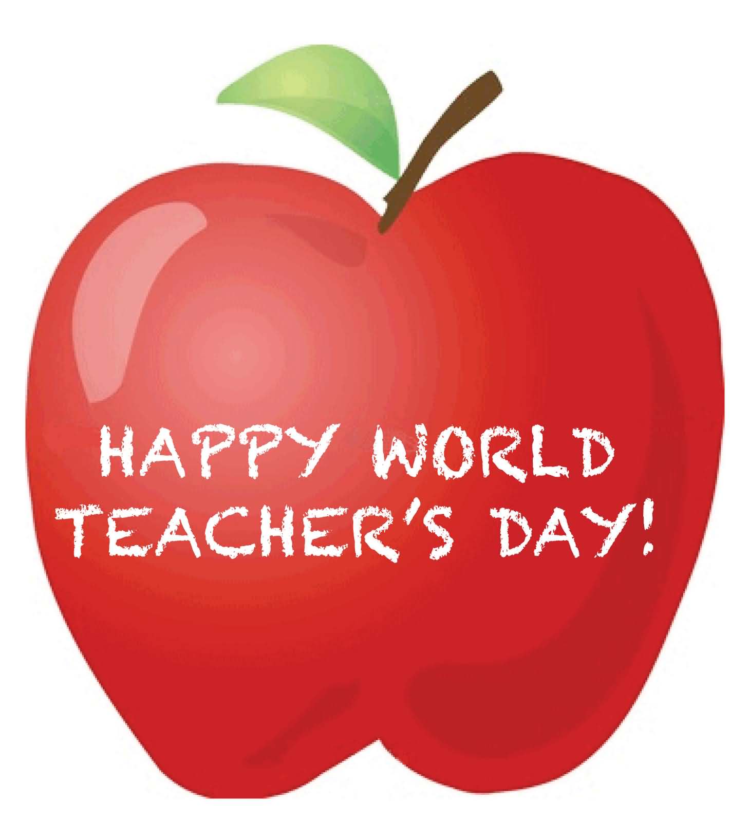 Happy World Teachers' Day Written on Apple Clipart