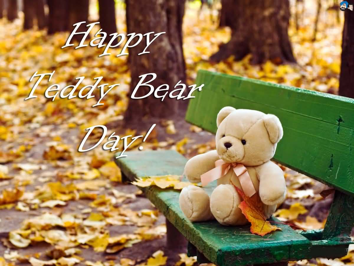 Happy teddy bear day cute teddy bear sitting on table
