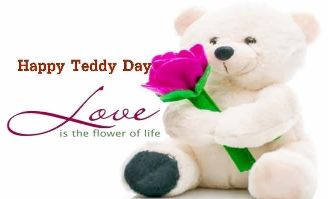 Happy teddy day love is the flower of life