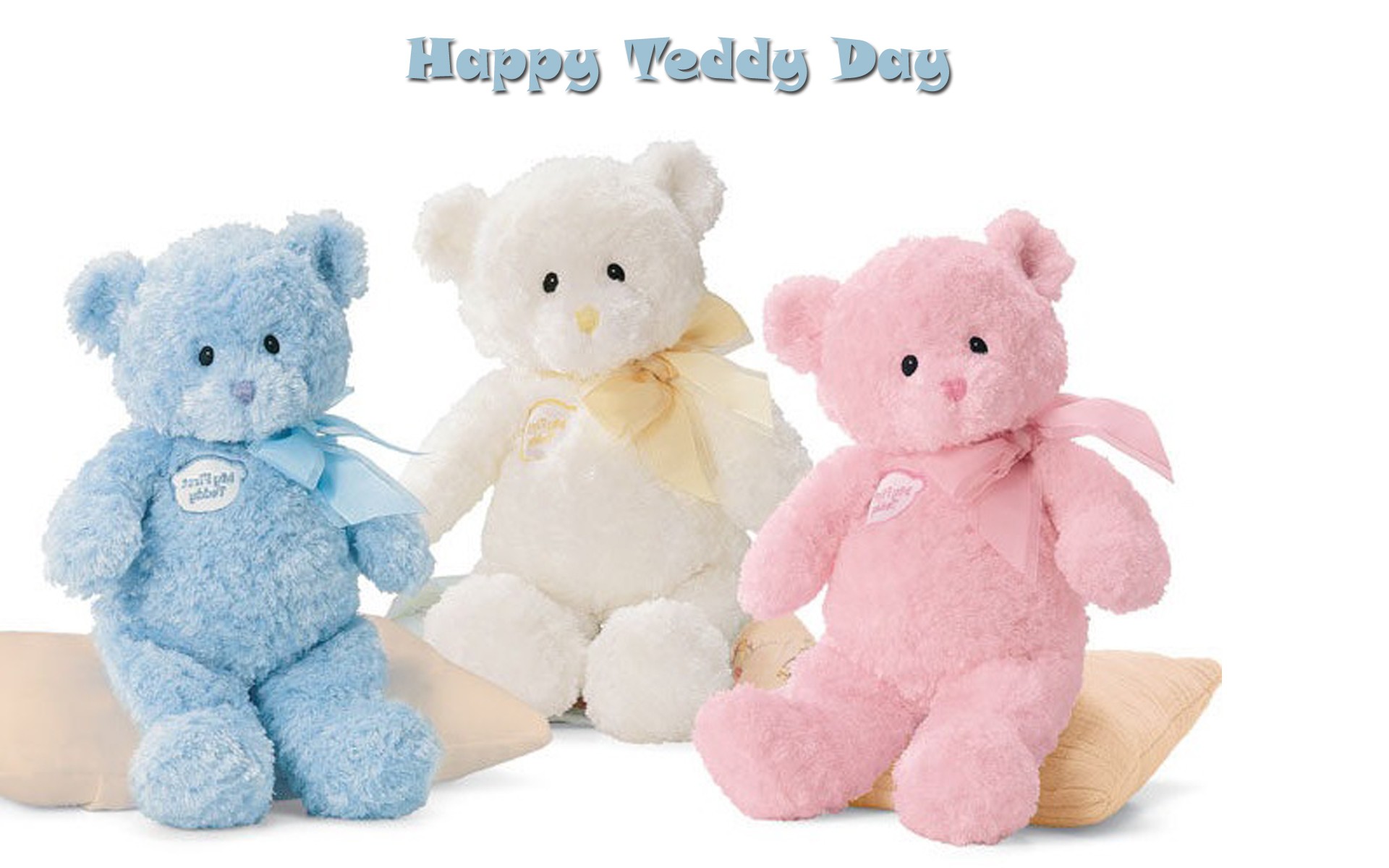 Happy teddy day three cute teddies