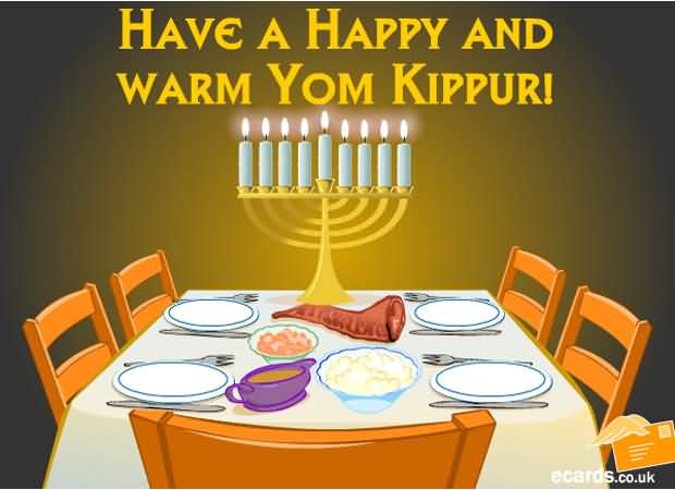 Have A Happy And Warm Yom Kippur Dinner Table With Candle Stand