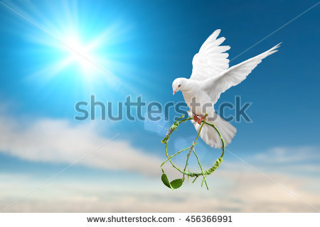 International Day Of Peace Dove Holding Green Branch In Pacification Sign Shape Illustration