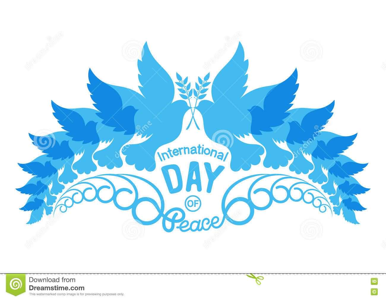 International Day Of Peace Doves With Olive Branch Illustration