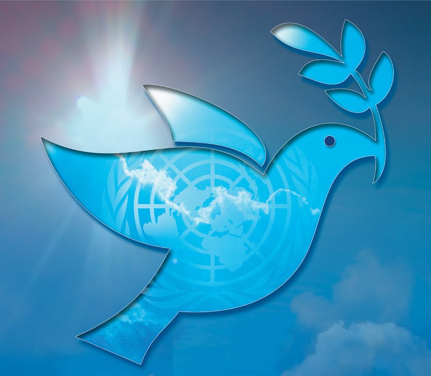 International Day Of Peace Flying Dove With Olive Branch In Mouth With UN Logo