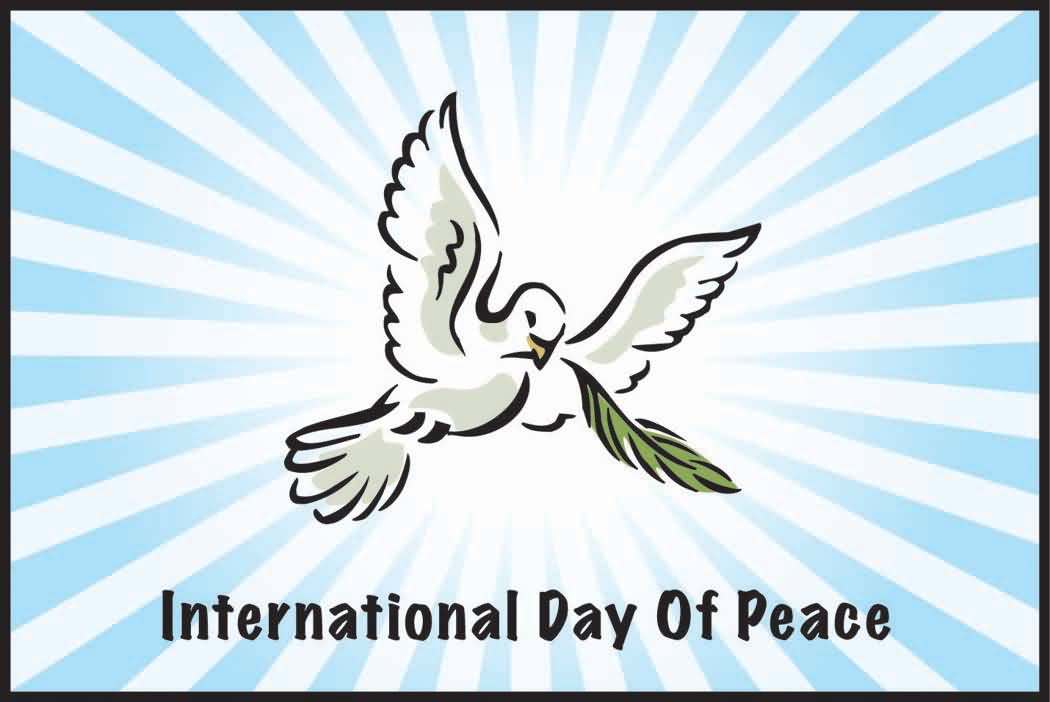 International Day Of Peace flying Dove With Olive Tree Branch In Mouth