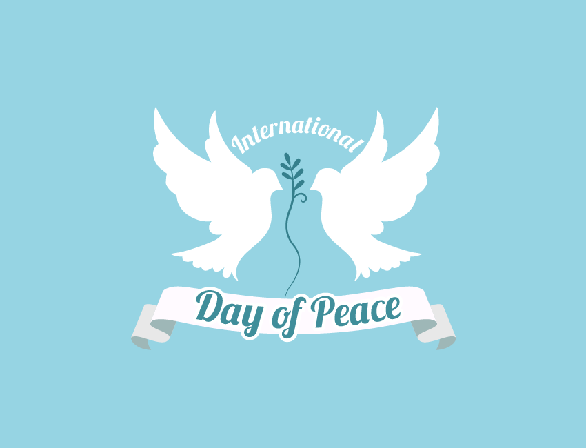 International Day Of Peace two Doves With Olive Tree Branch