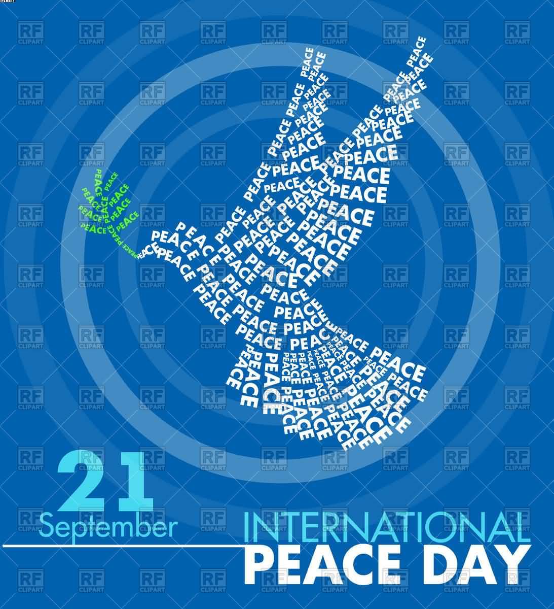 International Peace Day 21 September Text Dove Illustration