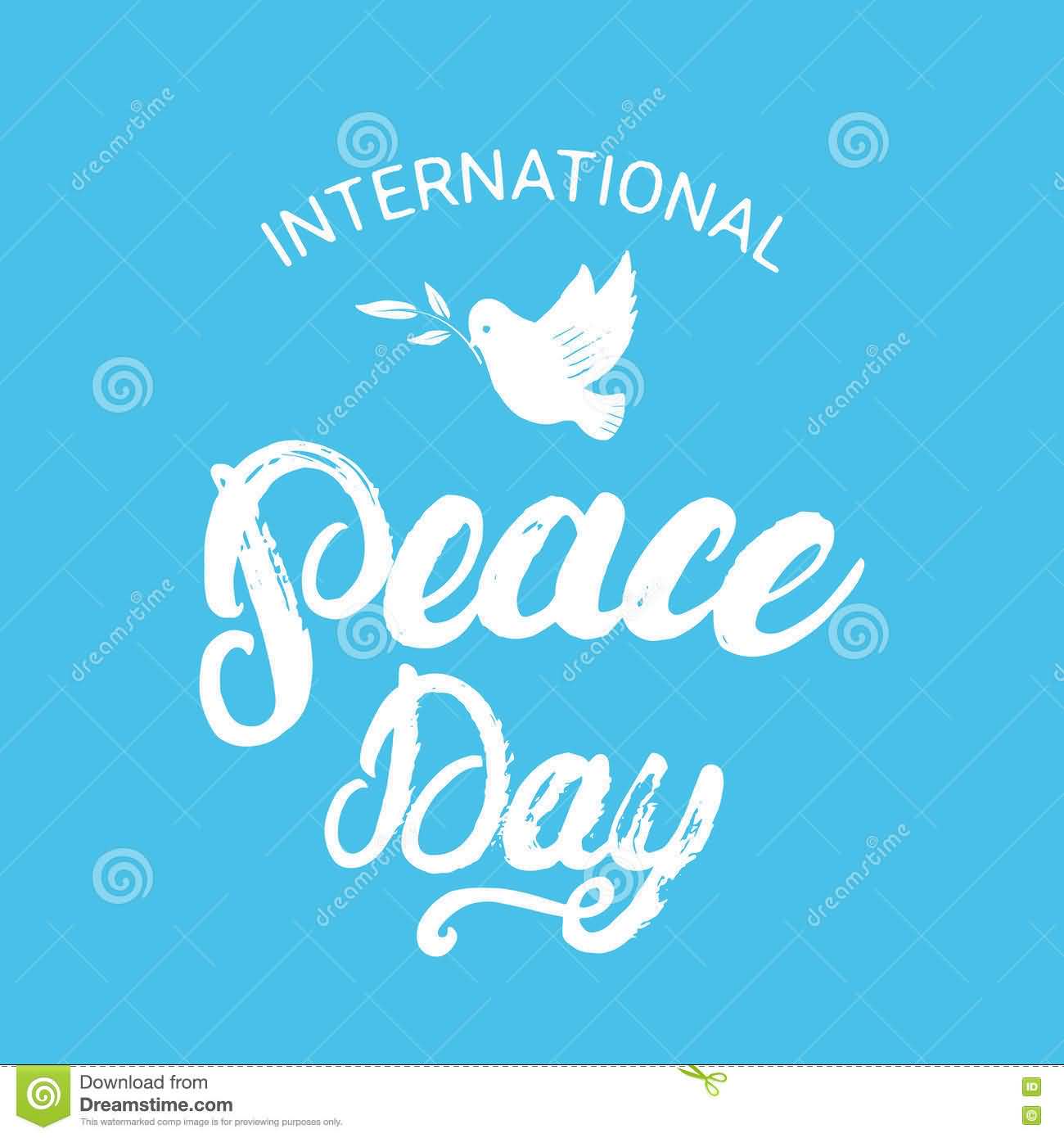 International Peace Day Dove With Olive Tree Branch In Mouth Poster