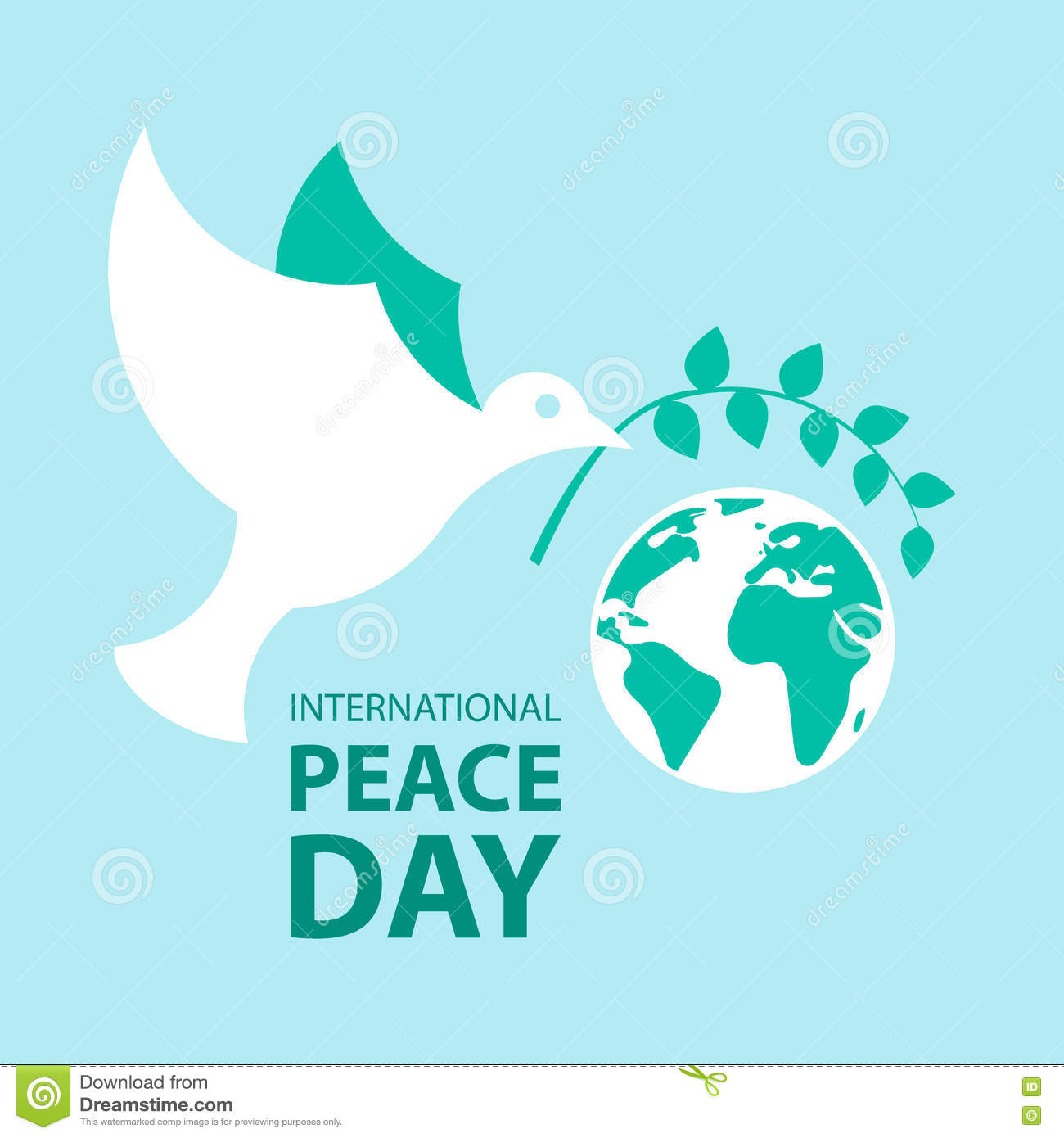 International Peace Day Peace Dove With Olive Branch Illustration