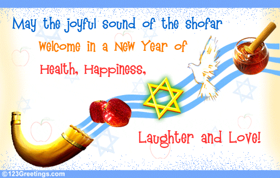 May The Joyful Sound Of The Shofar Welcome In A New Year Of Health, Happiness, Laughter And Love Happy Rosh Hashanah Animated Picture