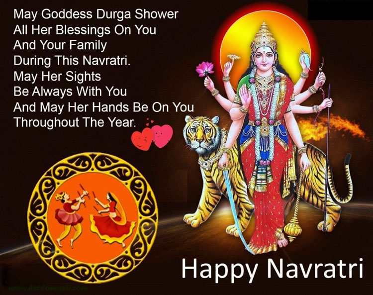 May goddess durga shower all her blessings on you and your family during this Navratri Happy Navratri