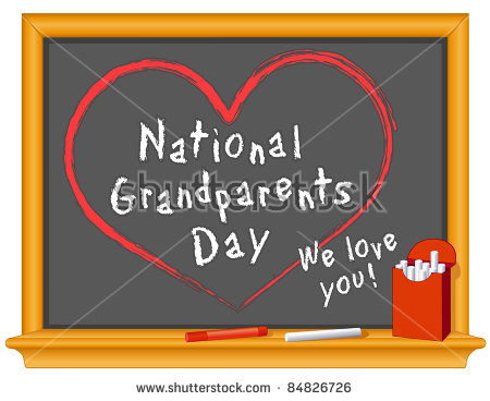 National Grandparents Day we love you heart on blackboard