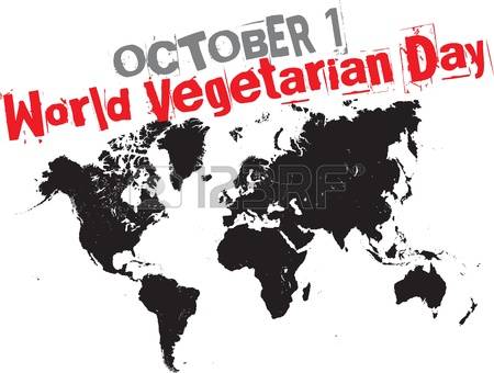 October 1 World Vegetarian Day World Map In background