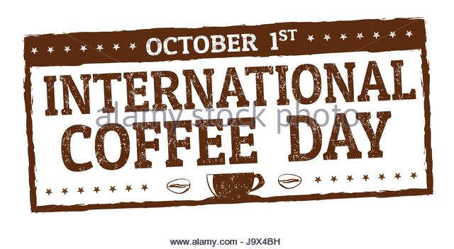 October 1st International Coffee Day Grunge Rubber Stamp On White Background Illustration