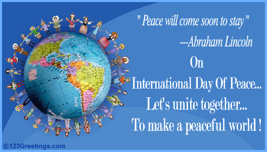 On International Day Of Peace Let’s Unite Together to Make A Peaceful World Animated Ecard