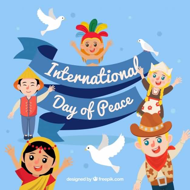 People With Different Nationalities Wishing You Happy International Day Of Peace Illustration