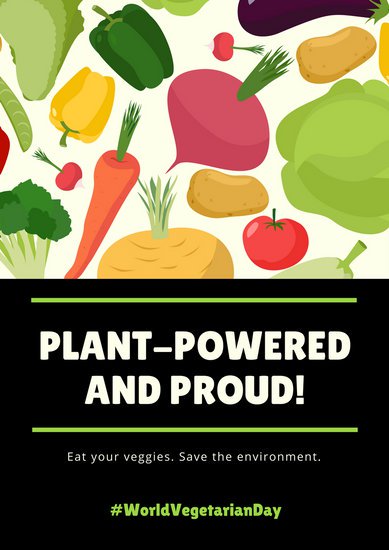 Plant Powered And Proud World Vegetarian Day Poster