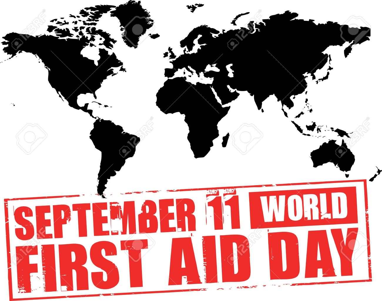 September 11 World First Aid Day World Map Illustration
