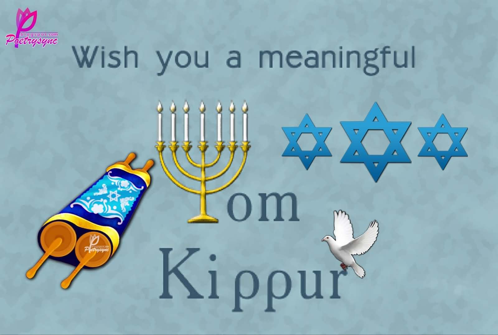 Wish You A Meaningful Yom Kippur Torah, Candle Stand And Dove