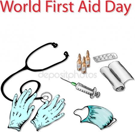 World First Aid Day First Aid Equipments Illustration