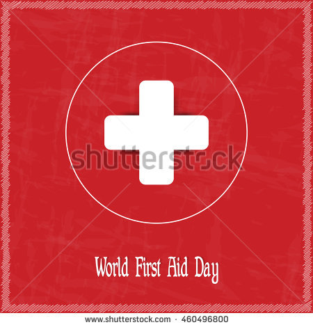 World First Aid Day White Cross Sign Greeting Card
