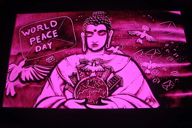 World Peace Day Lord Buddha Giving The Message Worldwide Peace
