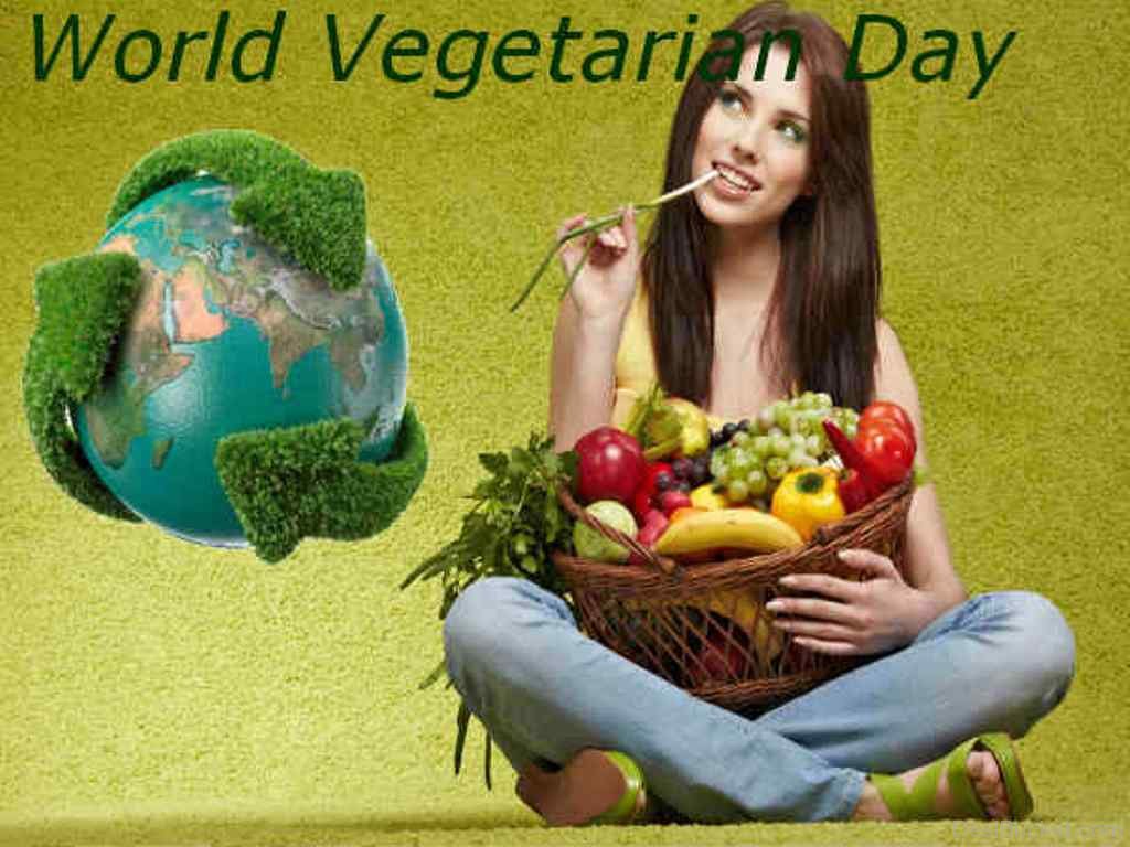 World Vegetarian Day Girl With Fruits Basket