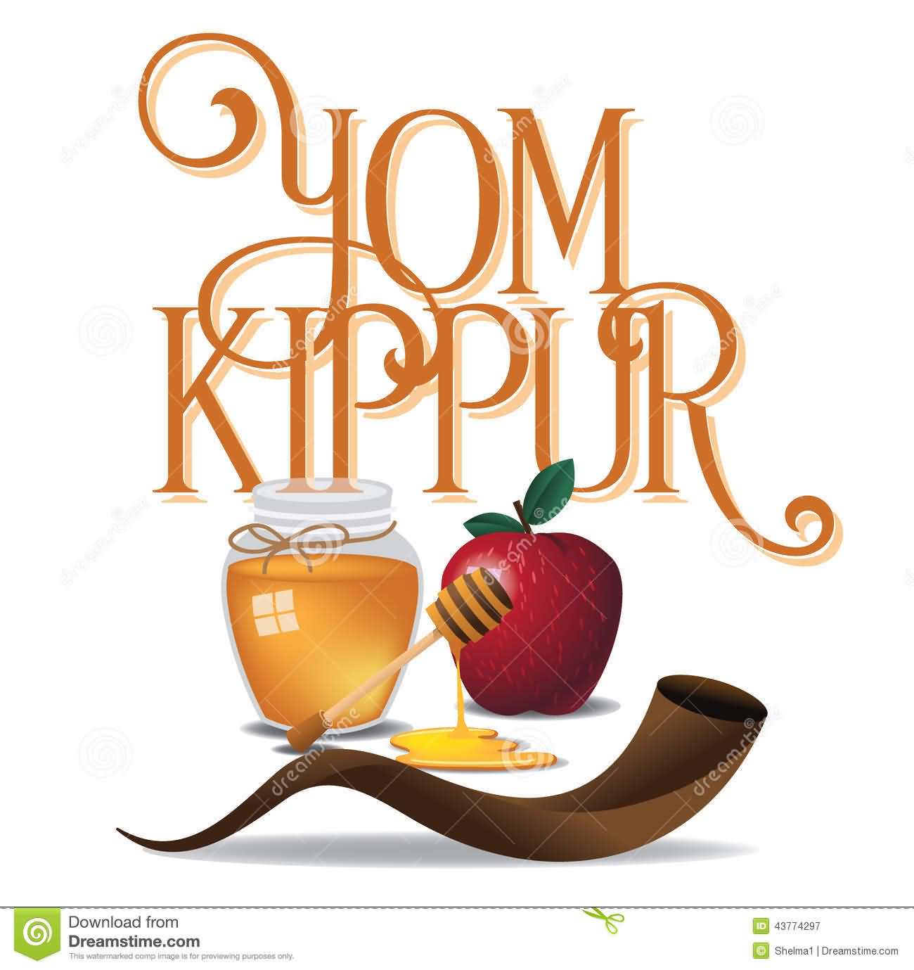 Yom Kippur Honey Apple And Shofar Illustration