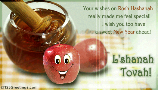 Your Wishes On Rosh Hashanah Really Made Me Feel Special I Wish You Too Have A Sweet New Year Ahead Eye Blinking Apple Picture