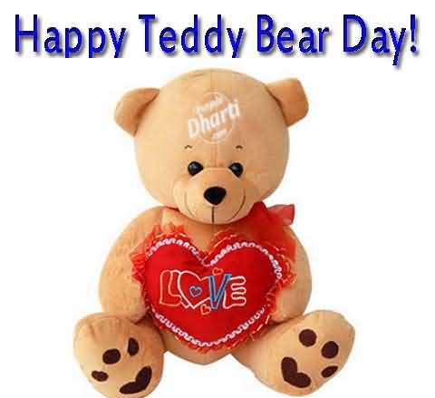 happy teddy bear day cute teddy with love heart
