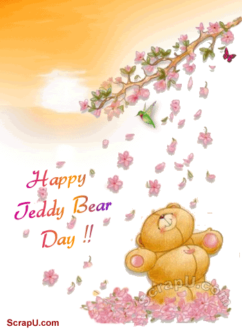 happy teddy bear day glitter picture