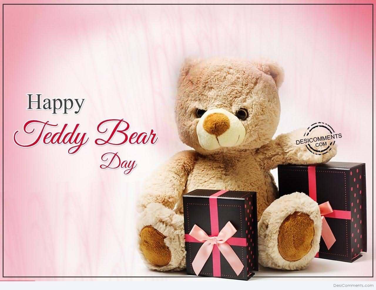 happy teddy bear day teddy bear with gift boxes