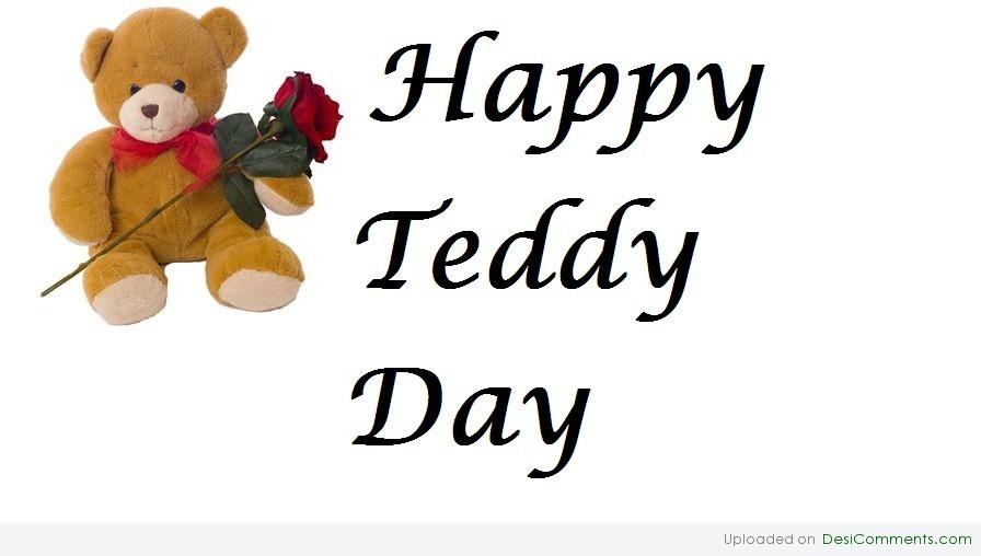 happy teddy day teddy bear with rose flower bud