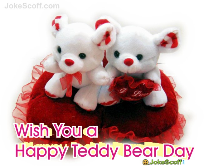 wish you a happy teddy bear day two cute teddy bears