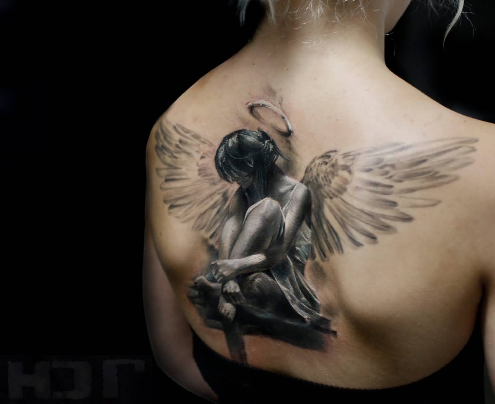 3d Angel tattoo on Full back