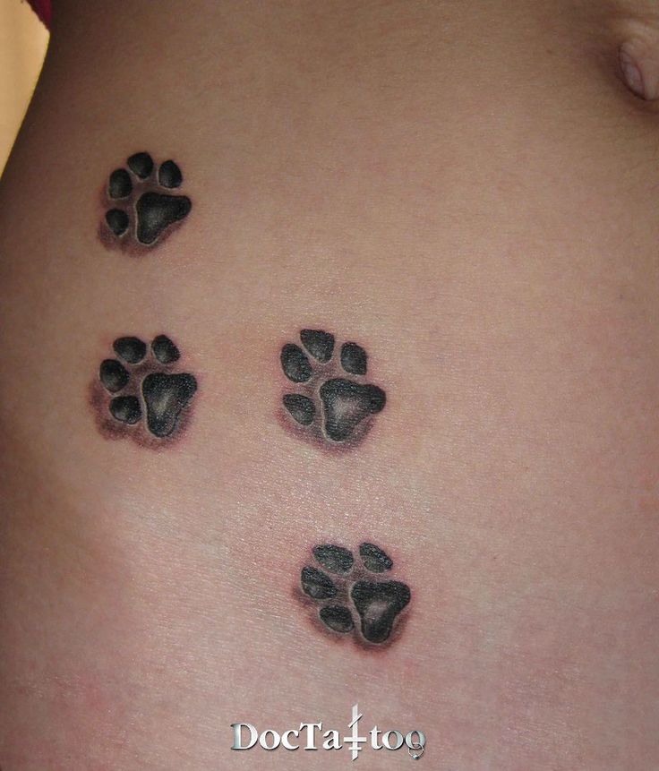 3d Dog Paw Prints Tattoo