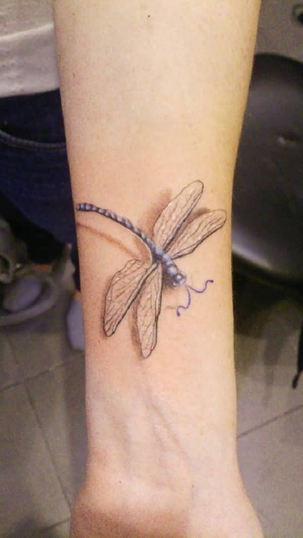 3d Dragonfly Tattoo On Wrist