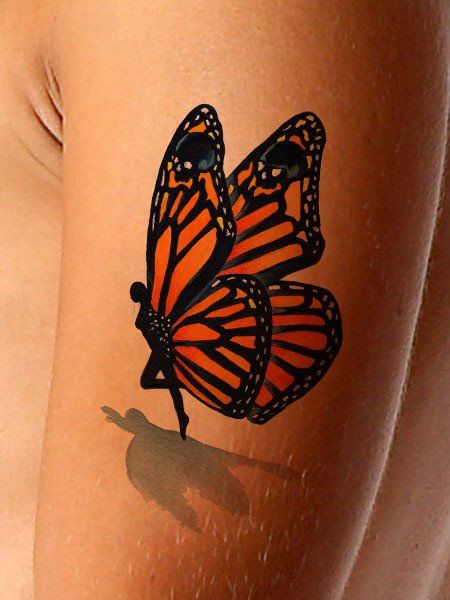 3d Fairy Monarch Butterfly Tattoo On Half Sleeve