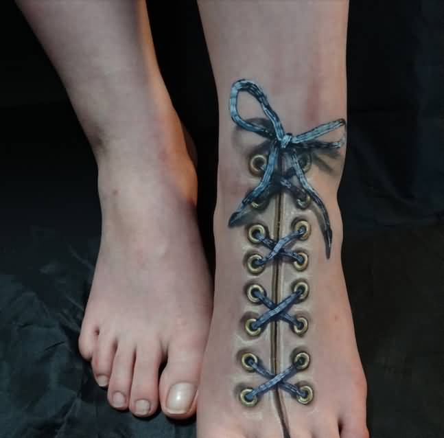 3d Shoe Tattoo On Foot