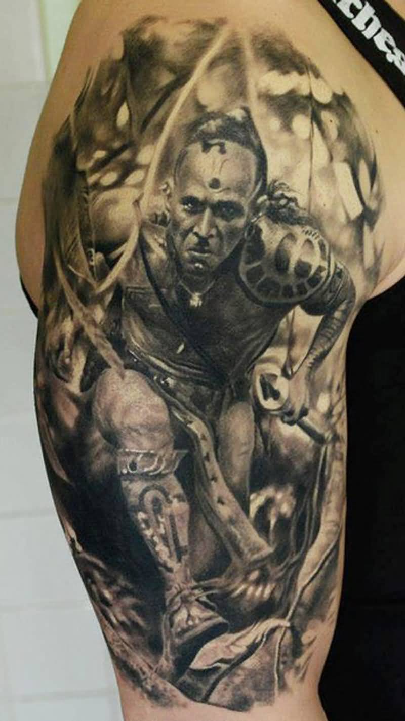 3d Zulu Warrior Tattoo On arm