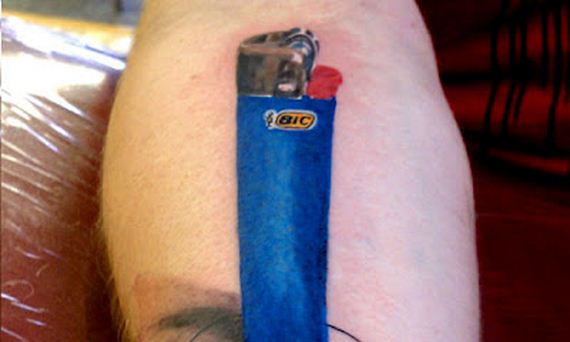 3d blue Lighter Tattoo