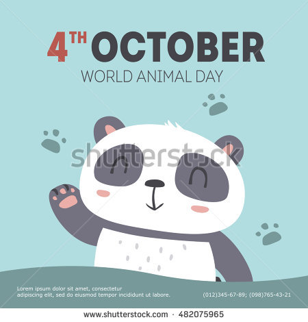 4th October World Animal Day Panda Bear Illustration