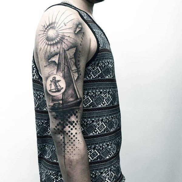 Abstract Nautical Tattoo On Men Arm