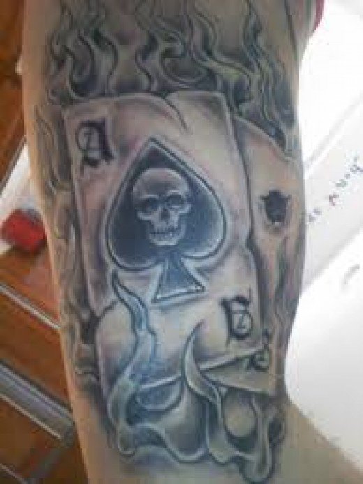 Ace Of Spades In Flame Tattoo