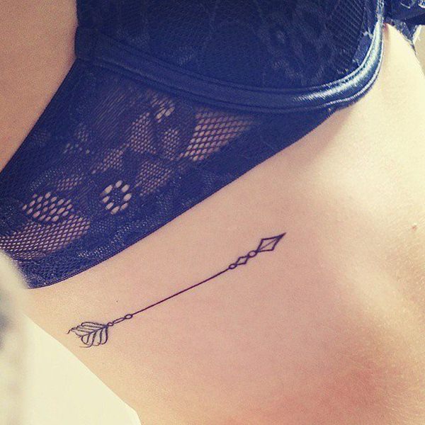 Adorable Arrow Tattoo On Woman Side rib