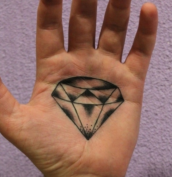 Adorable Diamond Tattoo On hand palm