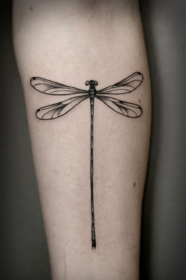 Adorable Dragonfly Tattoo On Forearm
