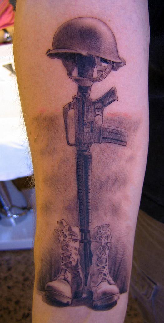 Adorable Military Tattoo On Leg