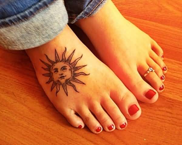 Adorable Sun Tattoo On Foot
